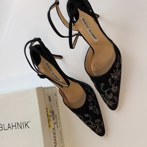Manolo Blahnik Satin Vintage Pumps